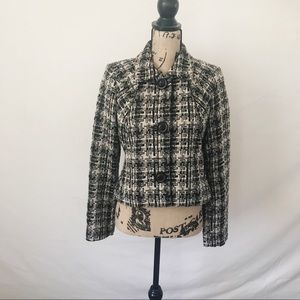 CAbi Black & White Tweed Blazer Style #630 Size S